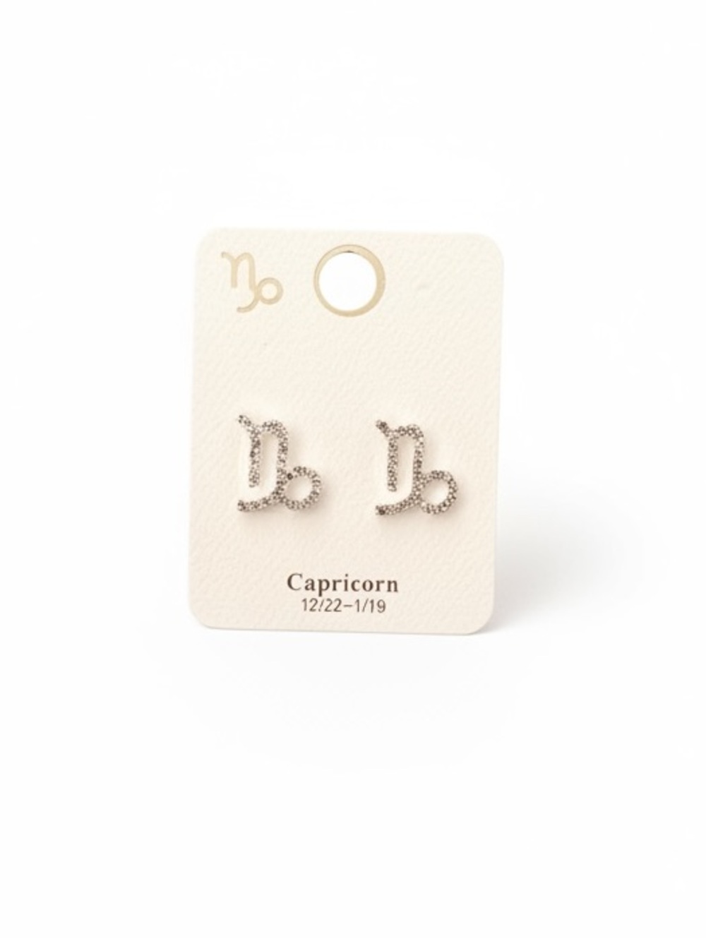 Capricorn Astrological Zodiac Sign Rhinestone Silver Earrings Dec 22 - Jan 19
